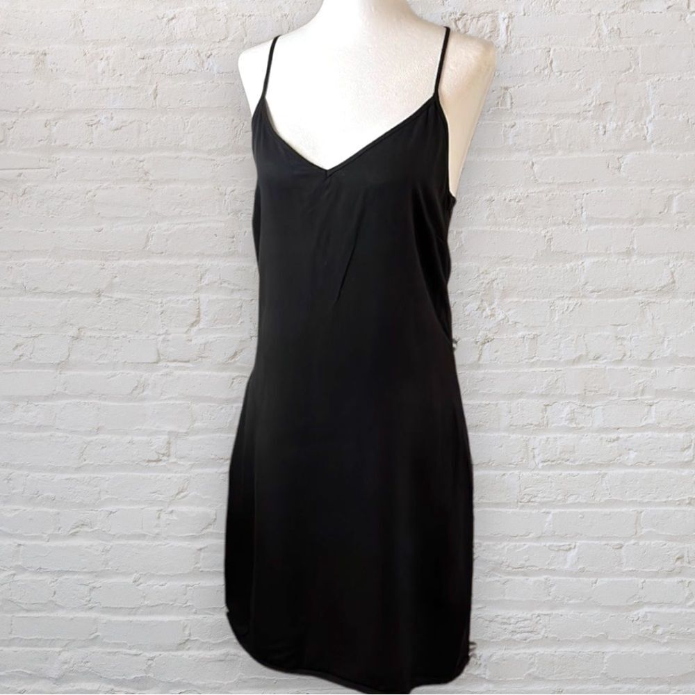 Neuw Black Mini Dress Sleeveless Strappy Side Zipper Camisole Tensel V-back SZ M